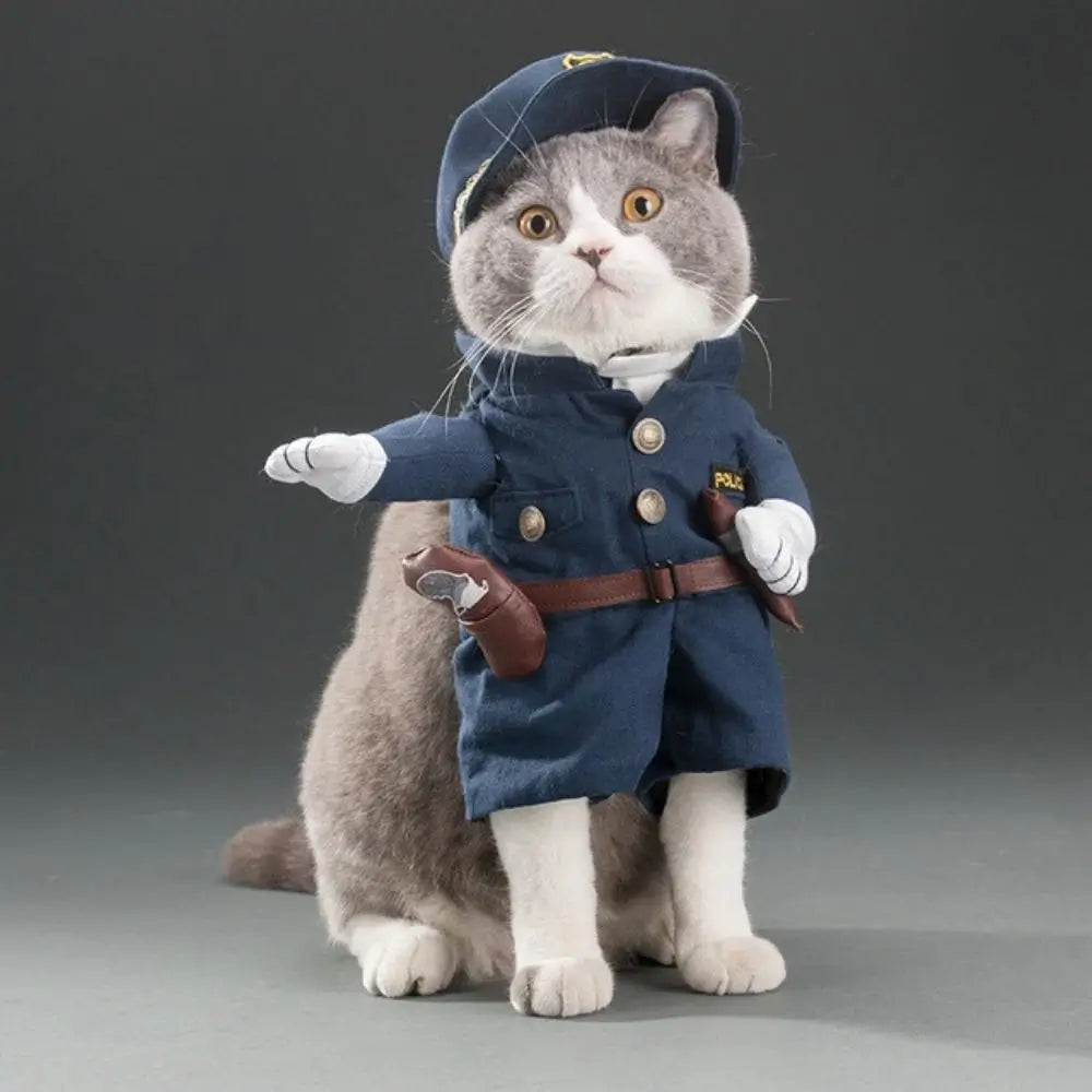 Cat Police Officer Costume Pet Dress Up Halloween Outfit