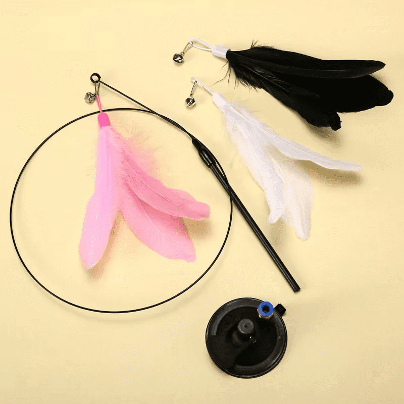 Cat Fishing Toy with Suction Cup Interactive Cat Wand Toy for Cats
