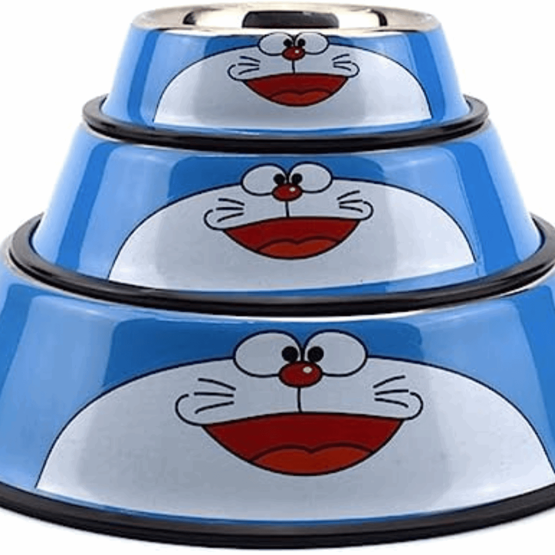 Doraemon Pet Bowl Plastic Cat Dog Food Dish