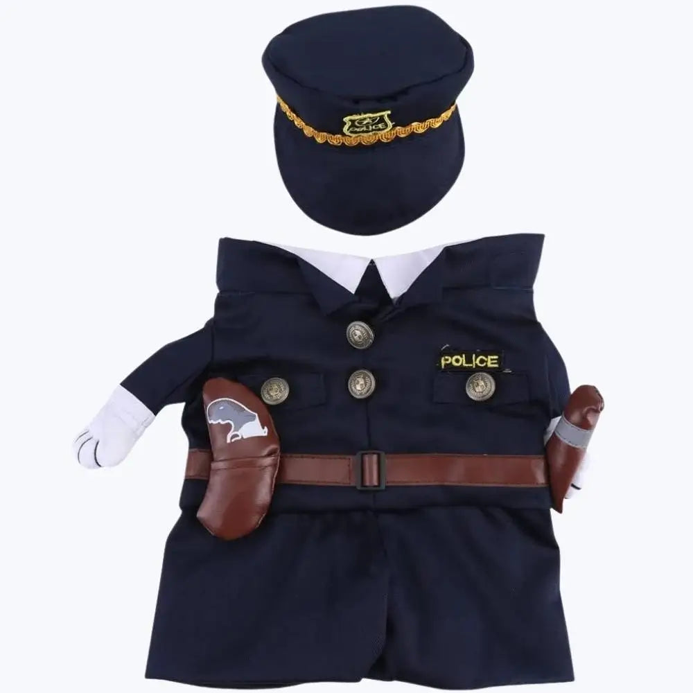 Cat Police Officer Costume Pet Dress Up Halloween Outfit