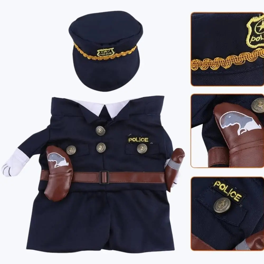 Cat Police Officer Costume Pet Dress Up Halloween Outfit