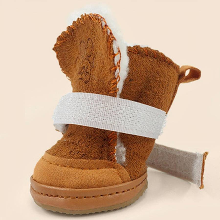 Suede Snow Boots for Small Dogs Waterproof Warm Dog Winter Shoes