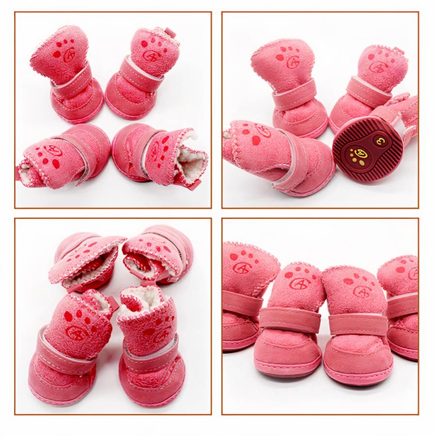 Suede Snow Boots for Small Dogs Waterproof Warm Dog Winter Shoes
