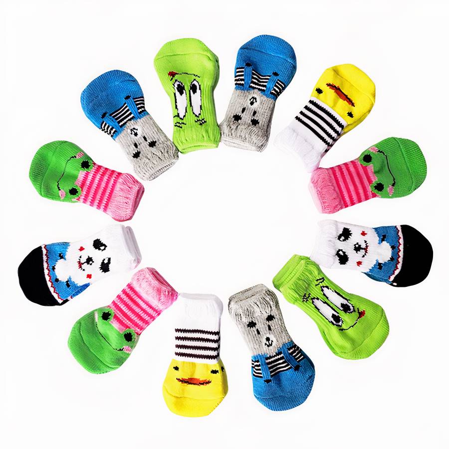 Thick Warm Colorful Dog Booties for Winter Outdoor Protection