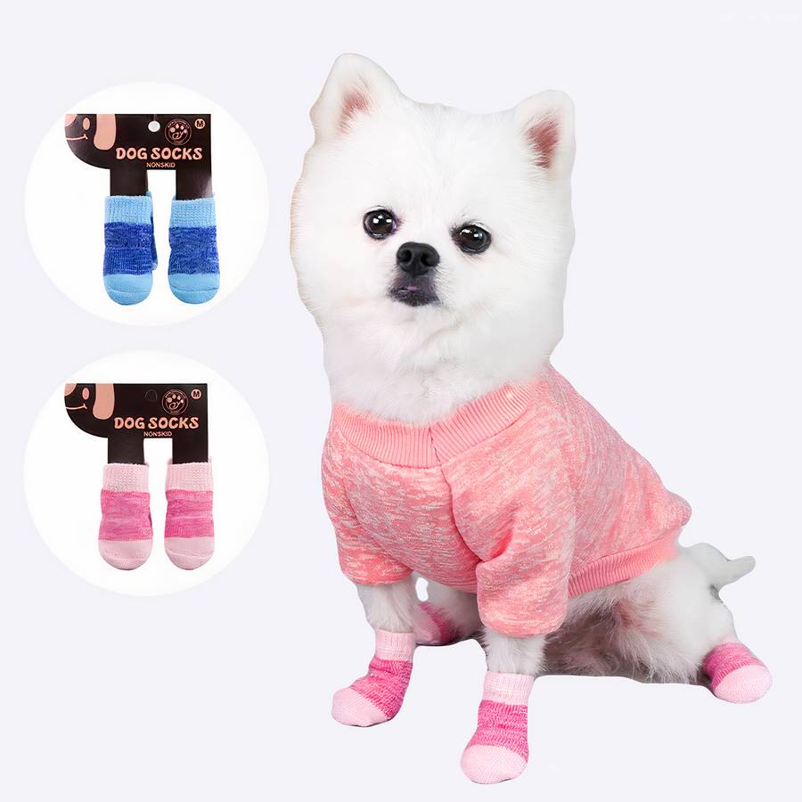 Multicolor Warm Cotton Dog Booties Cozy Non Slip Pet Slippers
