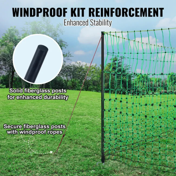 Electric Poultry Fence Kit 4ft x 168ft PE Mesh Netting with Posts and Double Pointed Stakes Portable Utility Chicken Fence Mesh