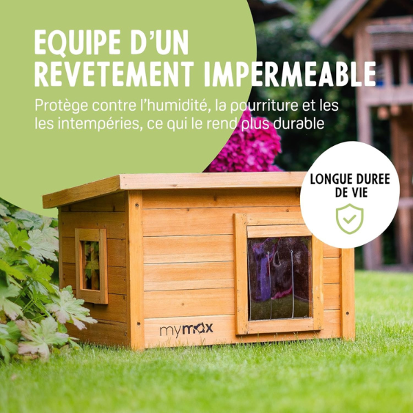 Wooden Cat House with Top Opening Skylight