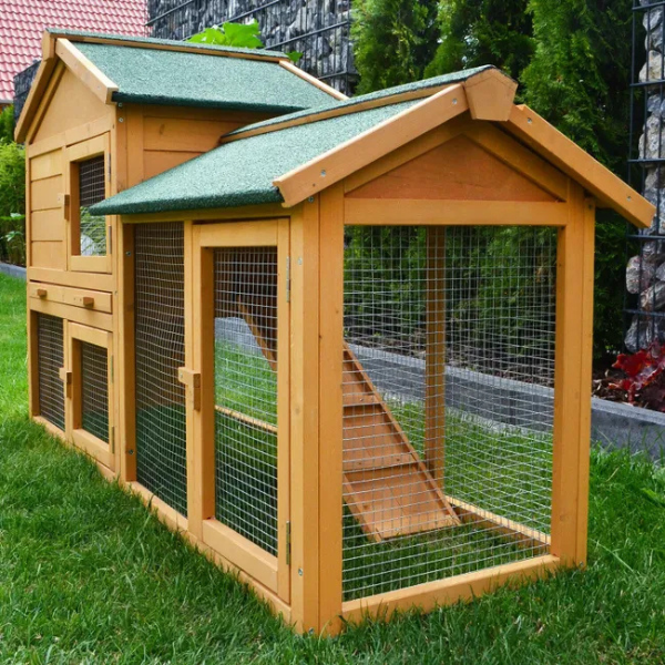 Rabbit Hutch Cage with Run Enclosure 57x21x34 inch Outdoor Bunny Hutch Villa