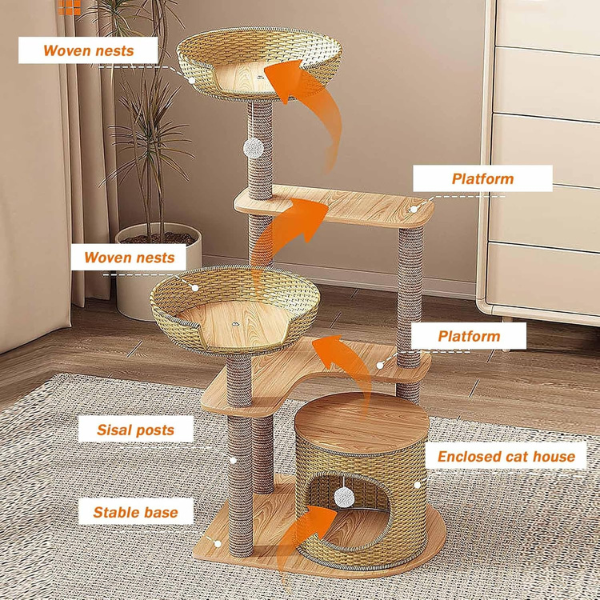 Cat Tree Tower - Cat Condo with Sisal Scratching Post