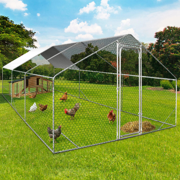 18 sq ft Chicken Coop Run 6x3 ft Galvanized Steel Wire Mesh Poultry Pen Enclosure