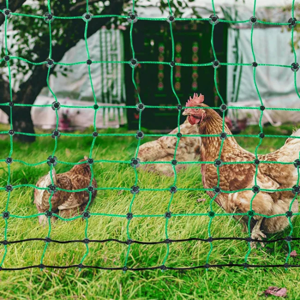 Electric Poultry Fence Kit 4ft x 168ft PE Mesh Netting with Posts and Double Pointed Stakes Portable Utility Chicken Fence Mesh