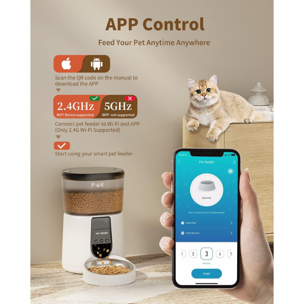 Smart Cat Food Dispenser Automatic Pet Feeder with Portion Control