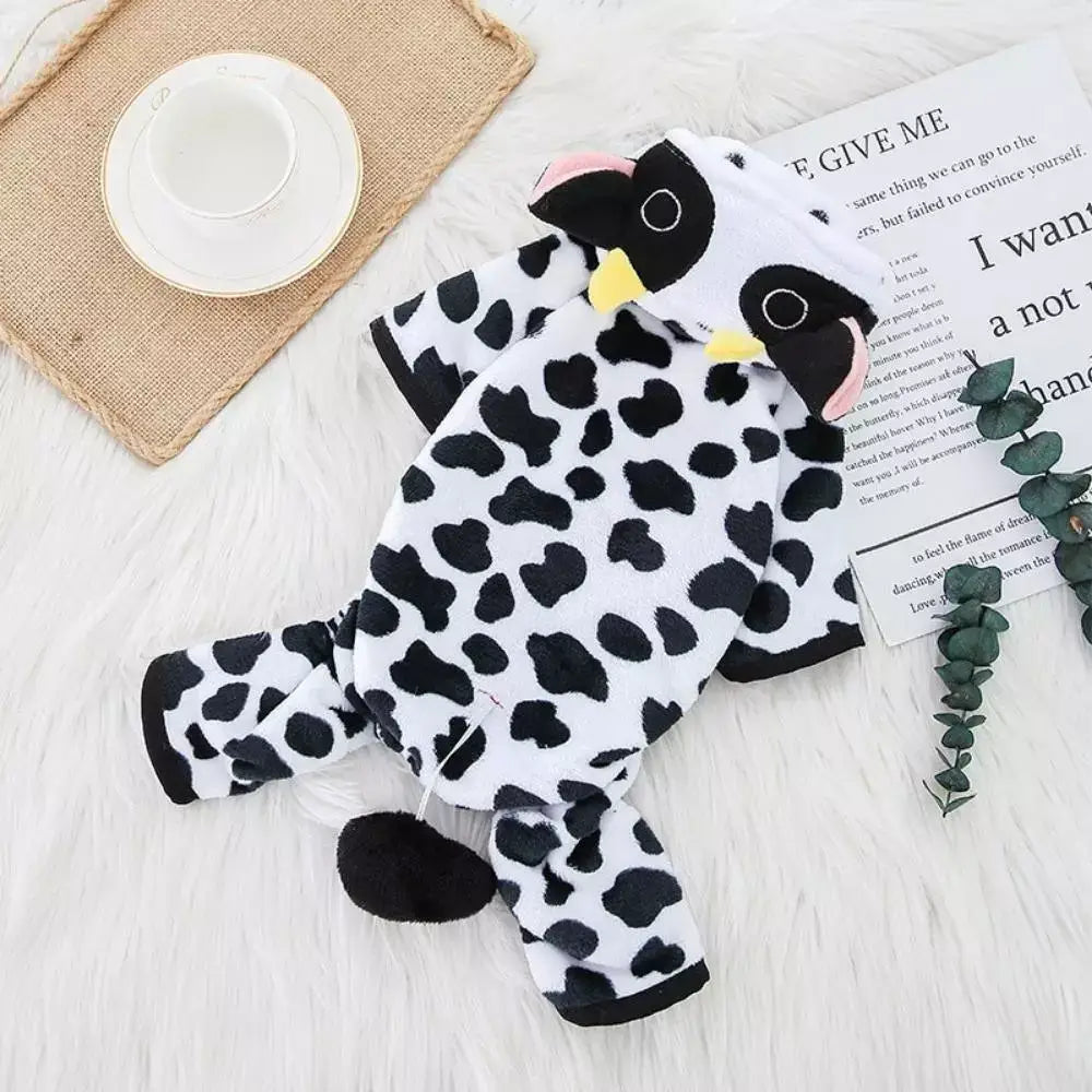 Cat Costume with Cow Print Hoodie Animal Onesie Pajamas