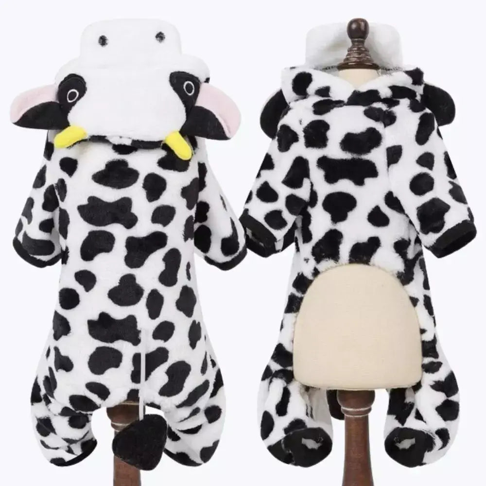 Cat Costume with Cow Print Hoodie Animal Onesie Pajamas