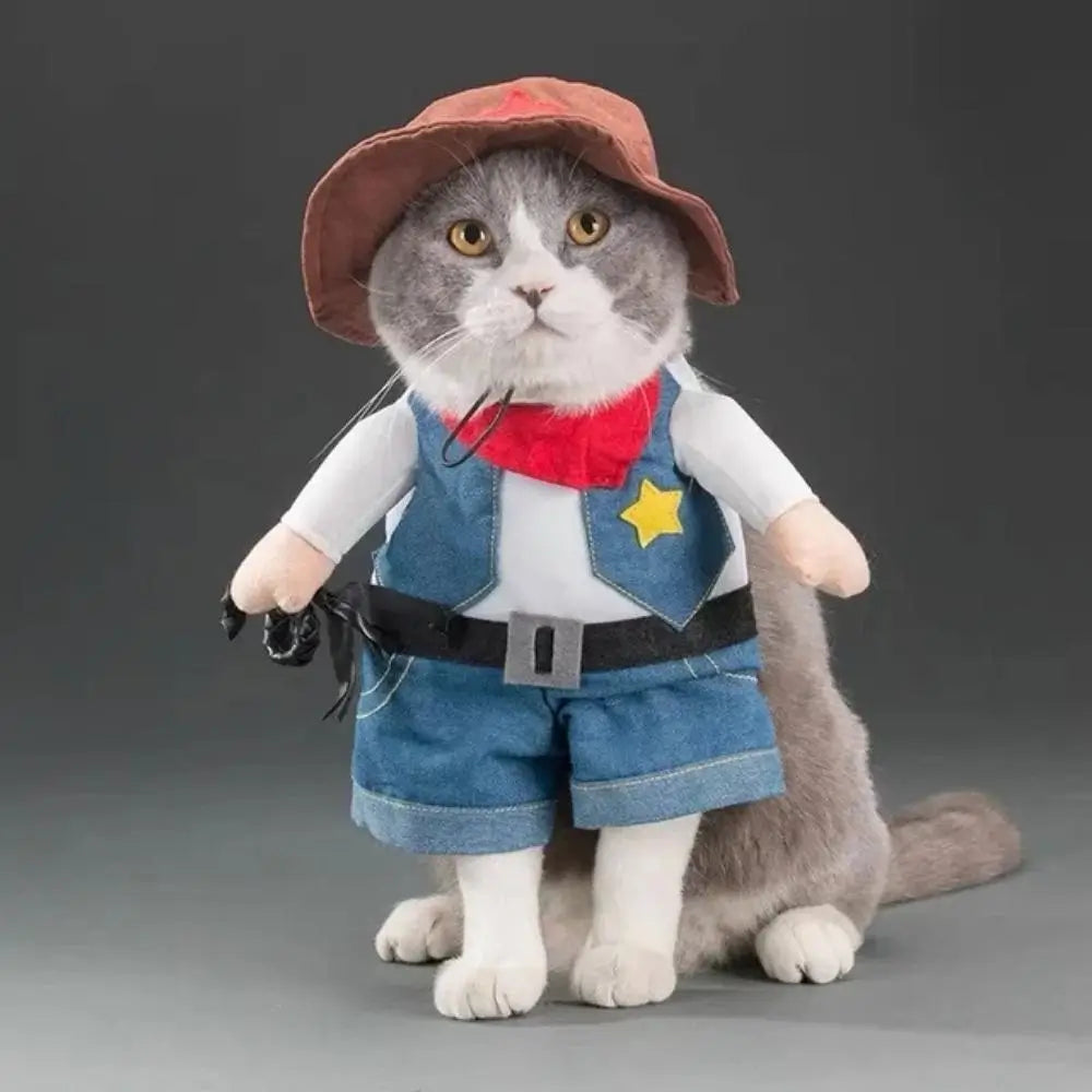 Cat Cowboy Costume for Kids and Pets Western Dress Up Outfit