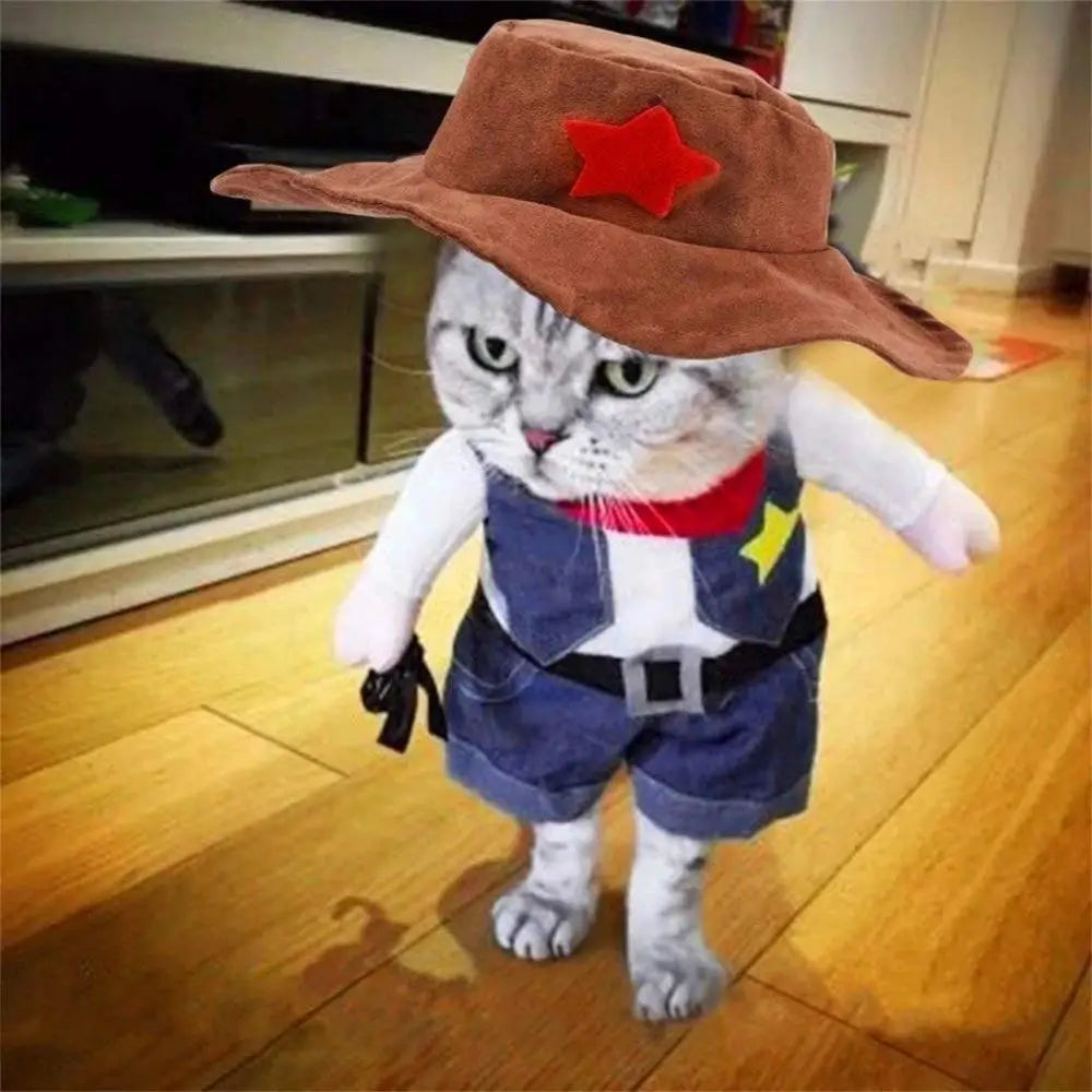 Cat Cowboy Costume for Kids and Pets Western Dress Up Outfit