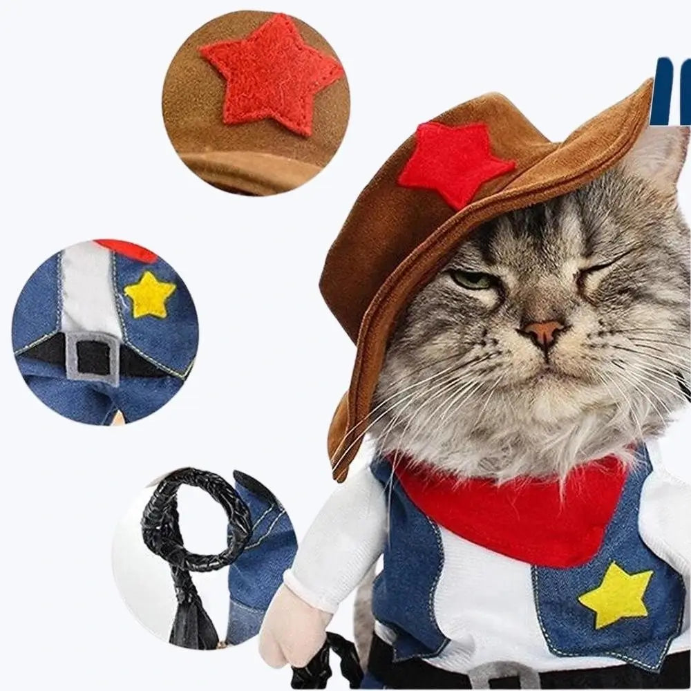 Cat Cowboy Costume for Kids and Pets Western Dress Up Outfit