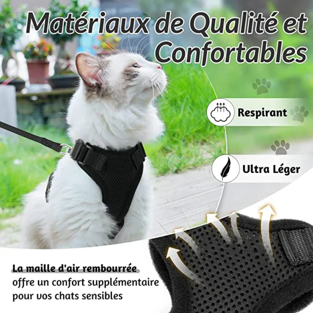Escape Proof Cat Harness Adjustable No Escape Kitten Harness with Leash