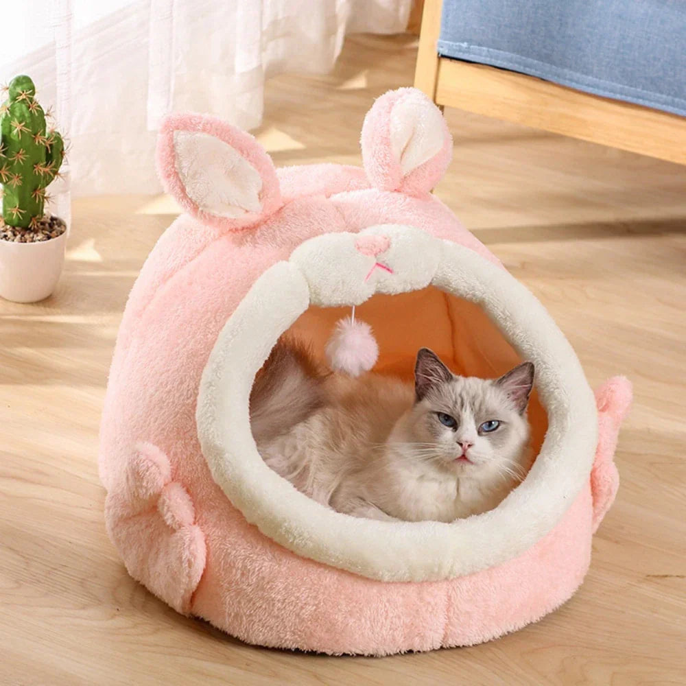 Rabbit Shaped Cat Bed Cozy Pet House for Cats Small Animal Sleeping Nest