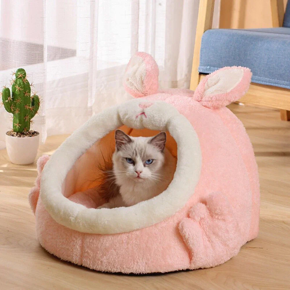 Rabbit Shaped Cat Bed Cozy Pet House for Cats Small Animal Sleeping Nest