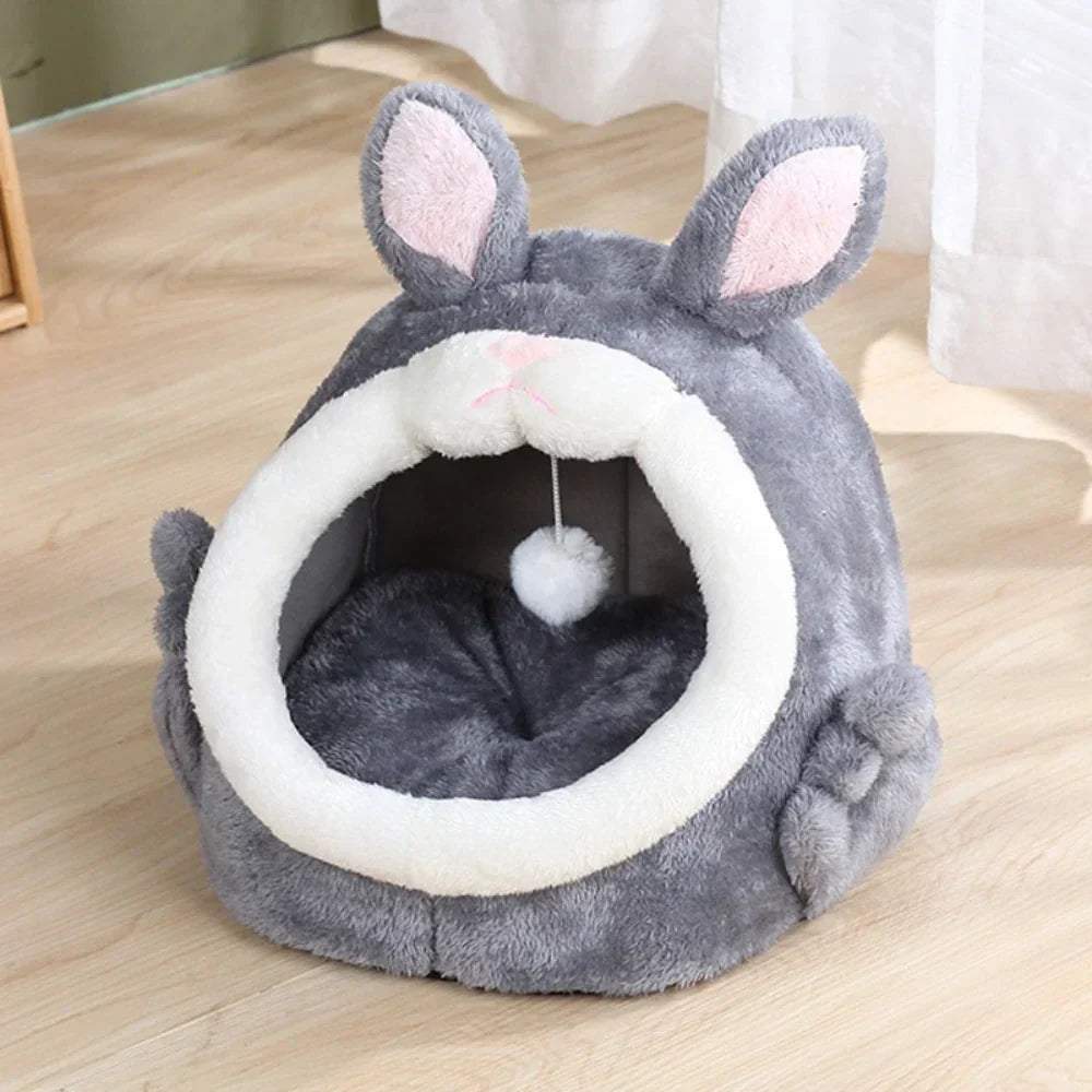 Rabbit Shaped Cat Bed Cozy Pet House for Cats Small Animal Sleeping Nest
