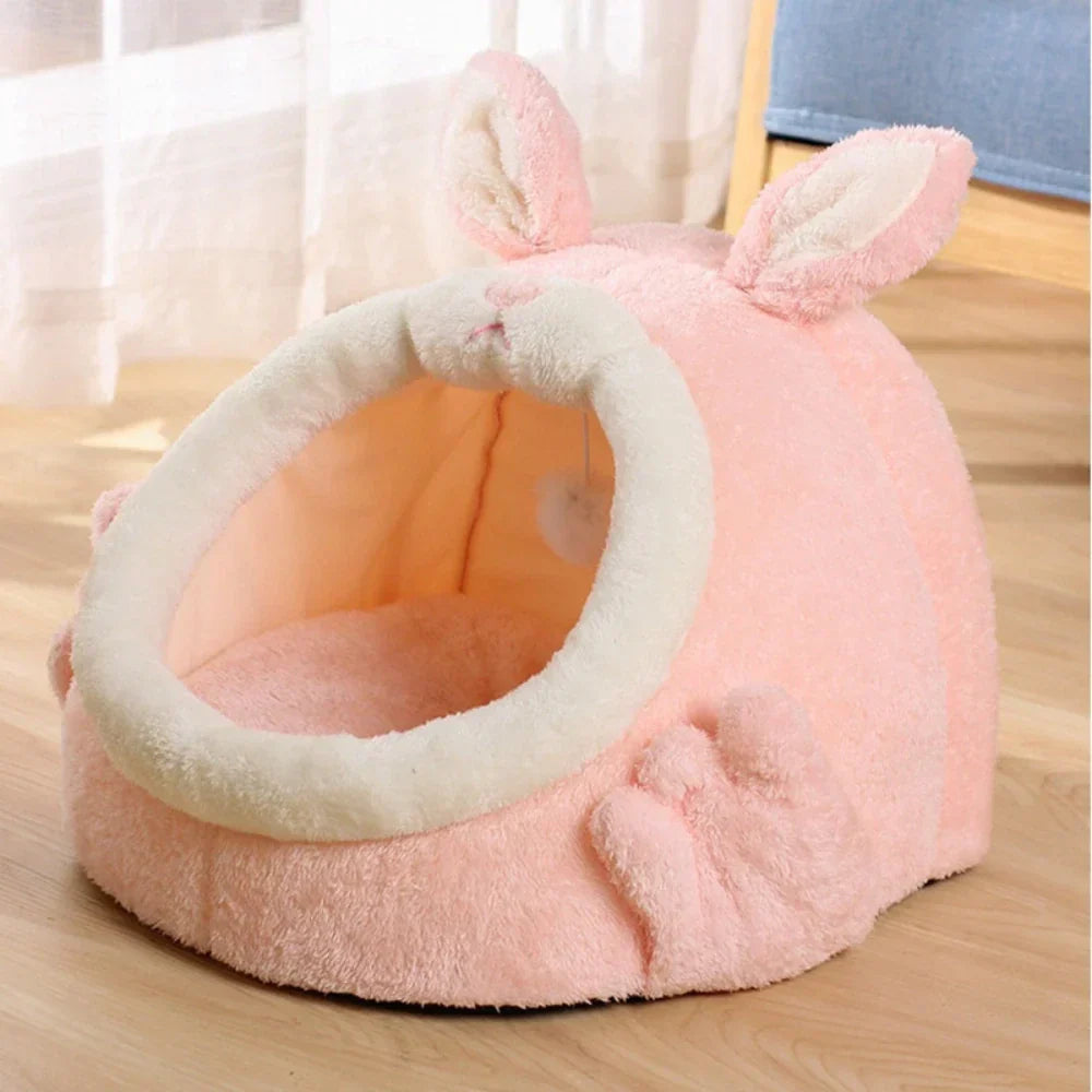 Rabbit Shaped Cat Bed Cozy Pet House for Cats Small Animal Sleeping Nest