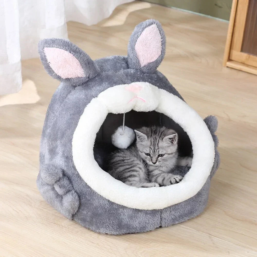 Rabbit Shaped Cat Bed Cozy Pet House for Cats Small Animal Sleeping Nest