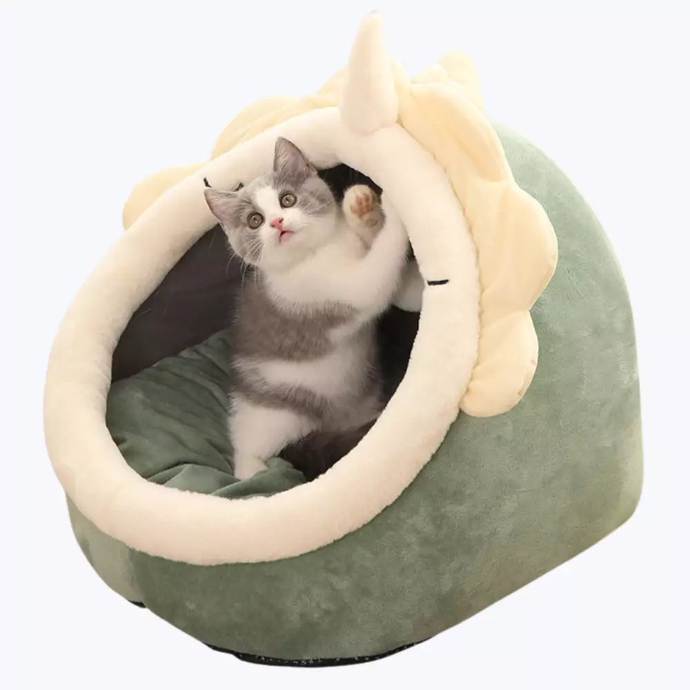 Soft Cat Bed Basket Plush Pet Cushion Cozy Kitty Lounge