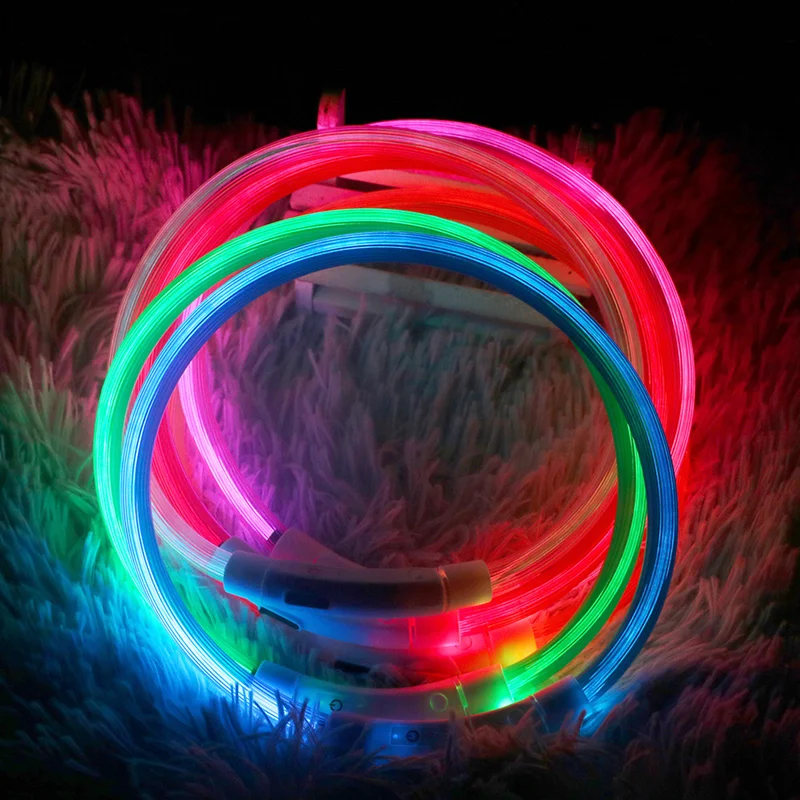 LED Dog Collar Rechargeable Light Up Safety Collar for Dogs