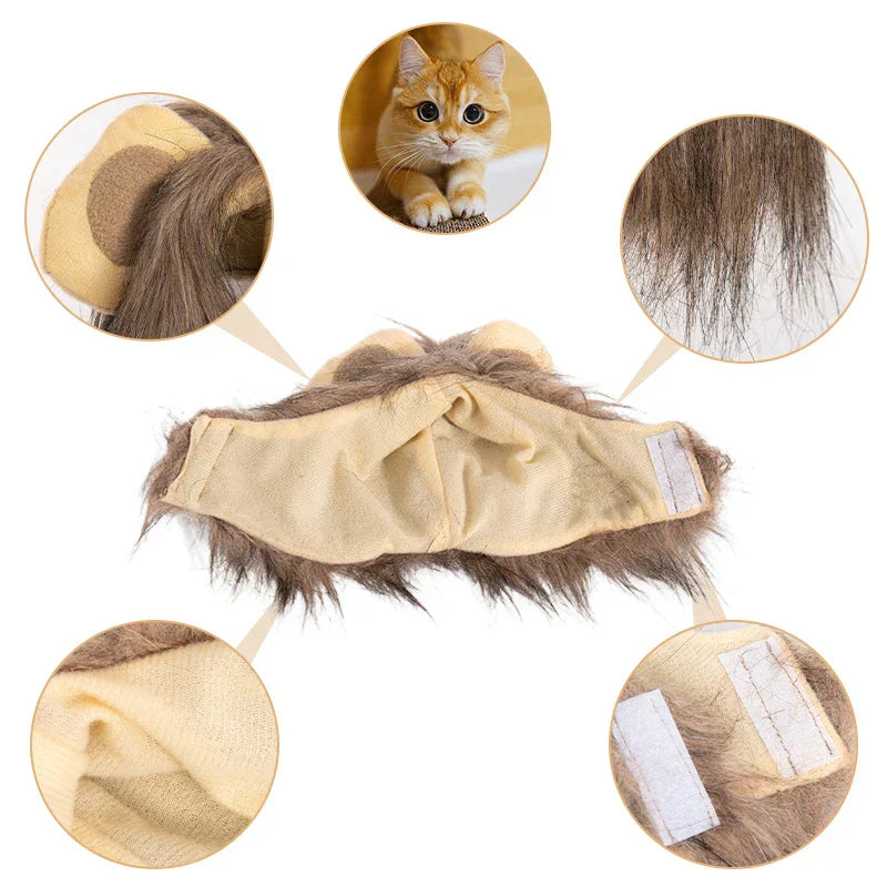 Lion Mane Wig Cat Costume Pet Halloween Dress Up