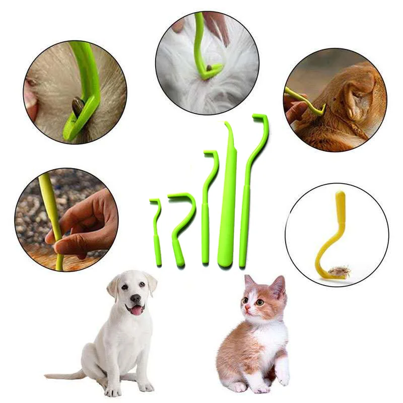 Plastic Tick Remover Tool for Dogs and Cats Pet Grooming Flea and Tick Removal