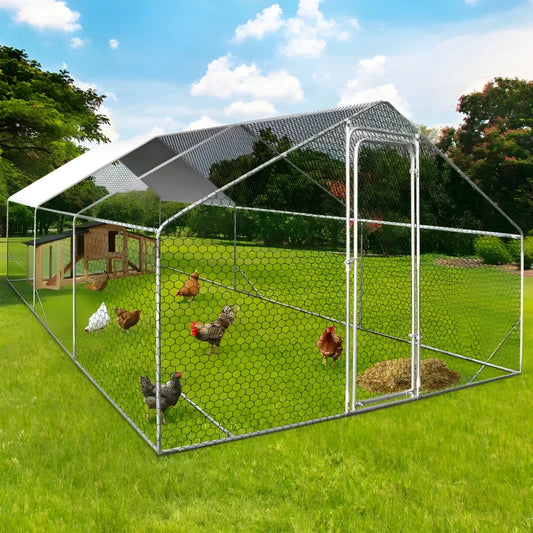 Galvanized Steel Chicken Run Enclosure 65 to 195 Sq Ft Wire Mesh Coop Pen
