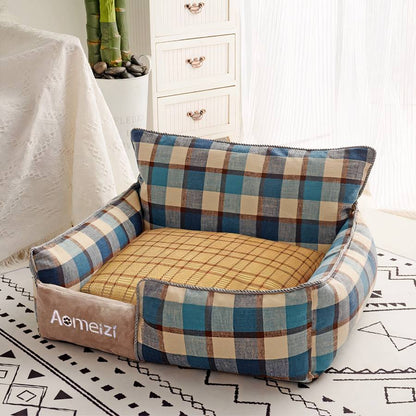 Soft and Plush Plaid Dog Sofa Bed