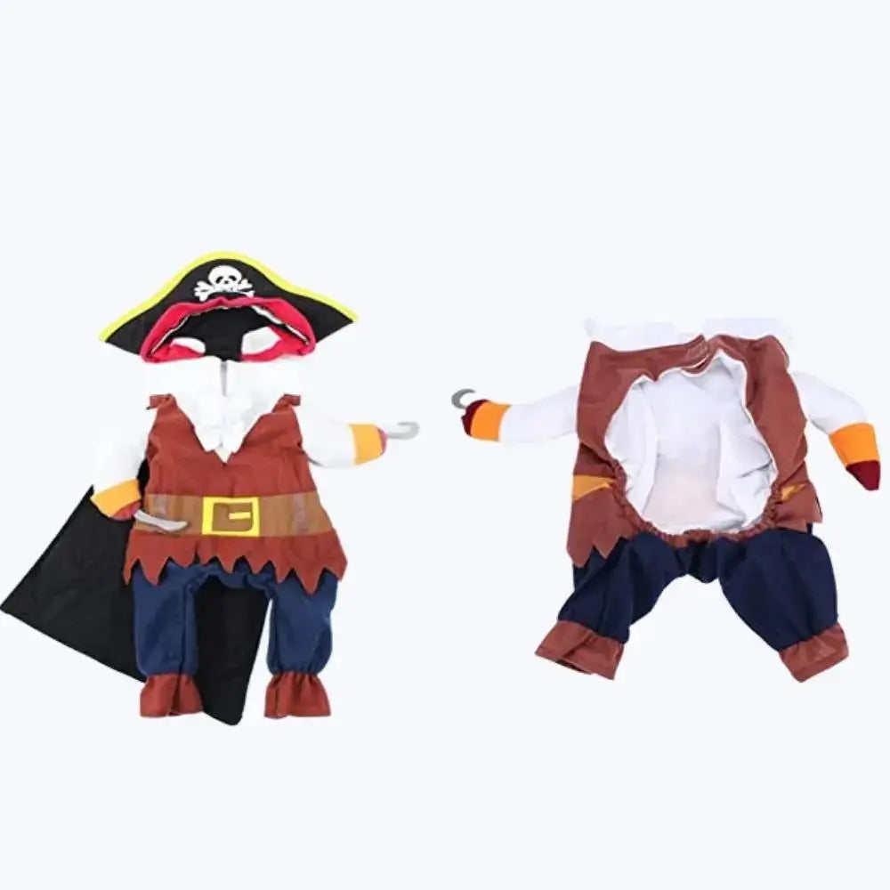 Funny Pirate Cat Costume Pet Halloween Outfit