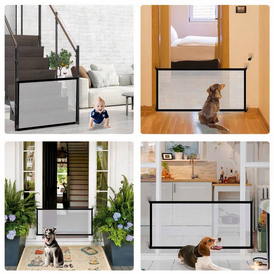 Dog Mesh Barrier Gate Pet Safety Fence for Small to Large Dogs