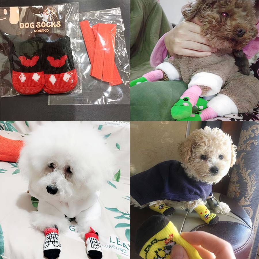 Multicolor Warm Cotton Dog Booties Cozy Non Slip Pet Slippers
