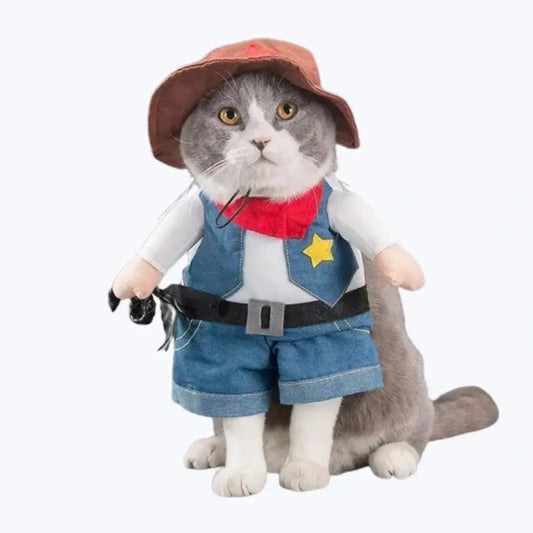 Cat Cowboy Costume for Kids and Pets Western Dress Up Outfit