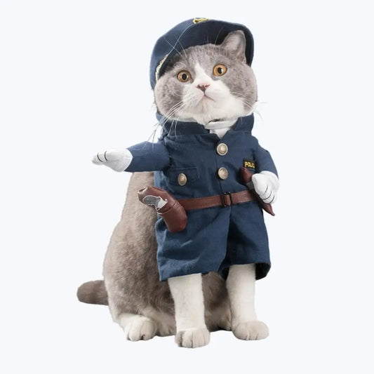 Cat Police Officer Costume Pet Dress Up Halloween Outfit