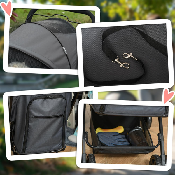 Dog Stroller with 4 Swivel Wheels Pet Jogger Cart for Small Medium Dogs