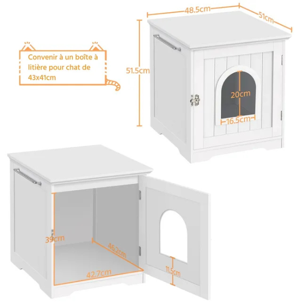 Cat Toilet House with Door 20x21x22 inch Covered Litter Box Furniture Cabinet