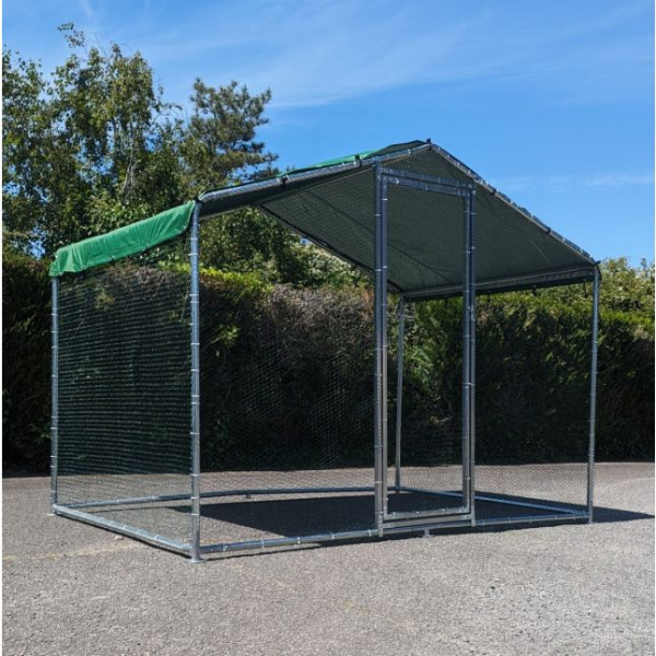 Chicken Run Coop - 64.5 sq ft 1.5 inch Wire Mesh 6.5x9.8x7.4 ft - Galvanized Steel