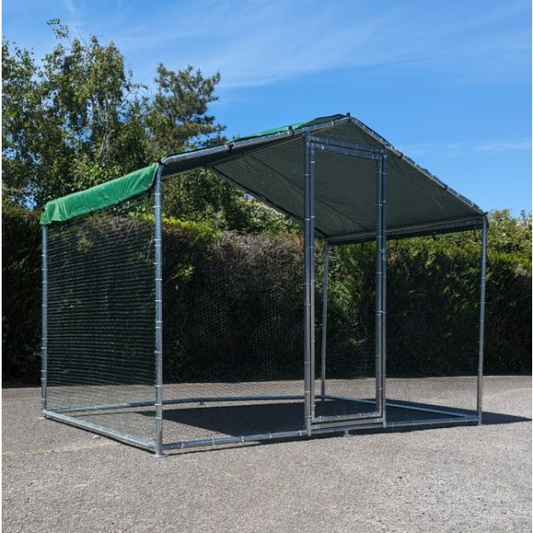 Chicken Run Coop - 64.5 sq ft 1.5 inch Wire Mesh 6.5x9.8x7.4 ft - Galvanized Steel
