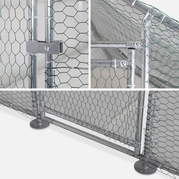 Chicken Coop Run 129 Sq Ft Outdoor Wire Mesh Enclosure 4x3 ft Galvanized Steel Fence
