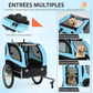 Foldable Dog Bike Trailer Pet Carrier Oxford Canvas with Flag 8 Reflectors Max Load 88 lbs