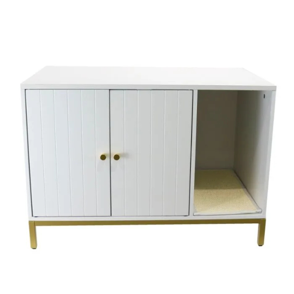 White Cat Litter Box Enclosed Easy Clean Pet Toilet
