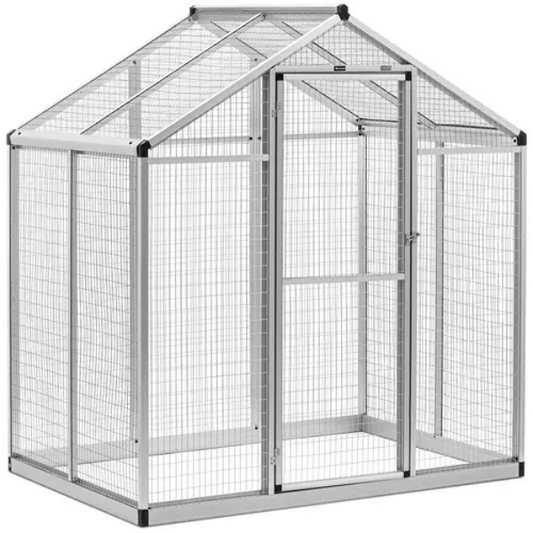 XXL Aluminum Outdoor Bird Aviary 48 x 70 x 77 Inches with 63 x 24 Inch Door