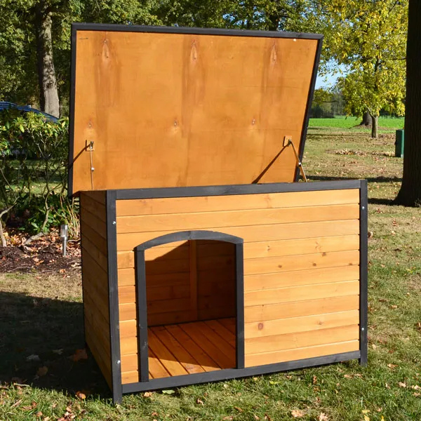 Large Outdoor Pine Wood Dog House with Open Roof 226 XL 116x79x82 cm