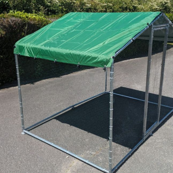 Chicken Run Coop - 64.5 sq ft 1.5 inch Wire Mesh 6.5x9.8x7.4 ft - Galvanized Steel