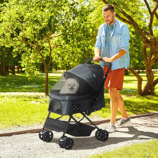 Dog Stroller with 4 Swivel Wheels Pet Jogger Cart for Small Medium Dogs