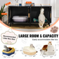Wooden Cat Litter Box Cabinet for 2 Cats Black Rattan Decor Covered Litter Box Furniture